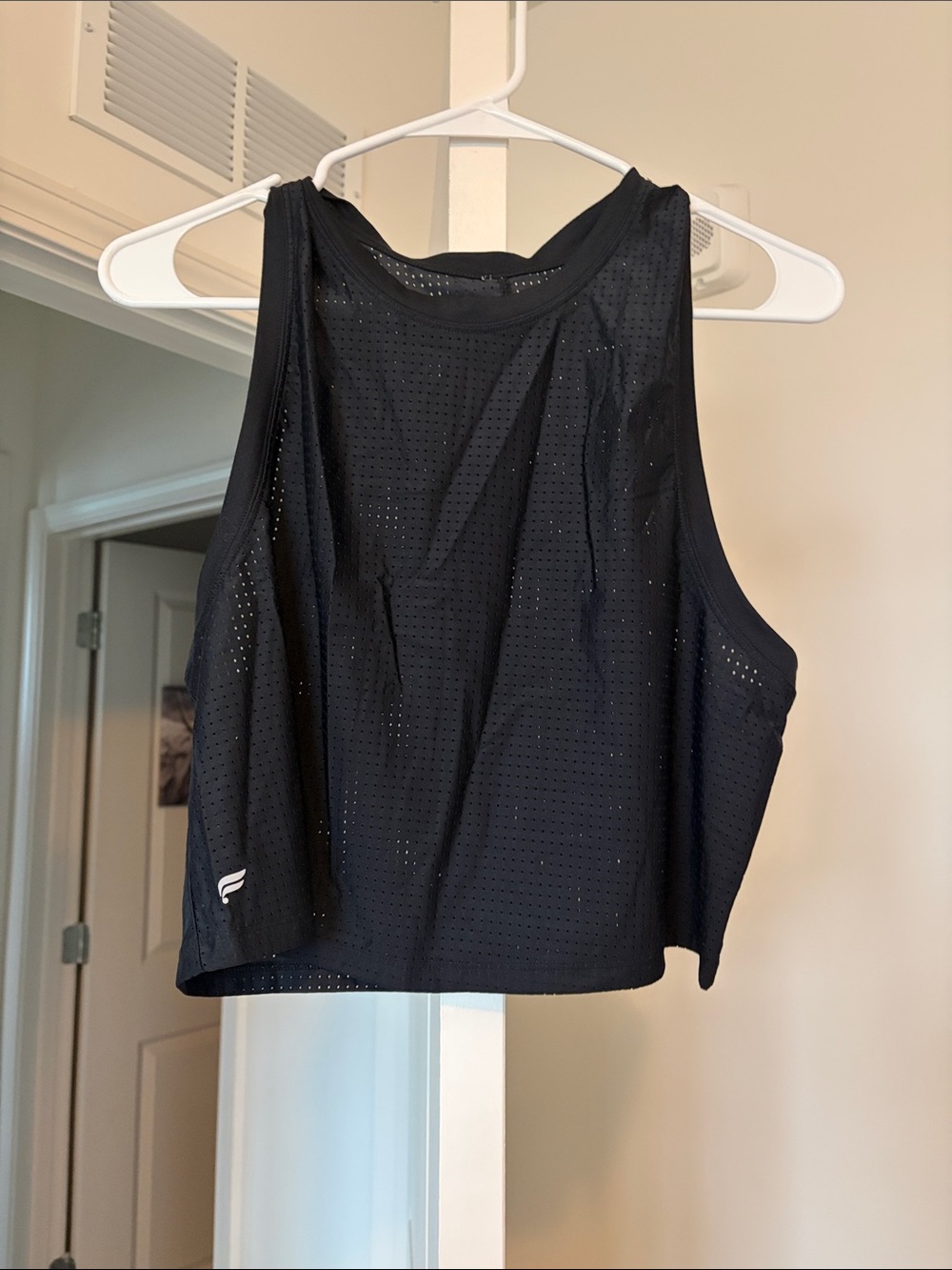 Fabletics Black Perforated Racerback Crop Tank